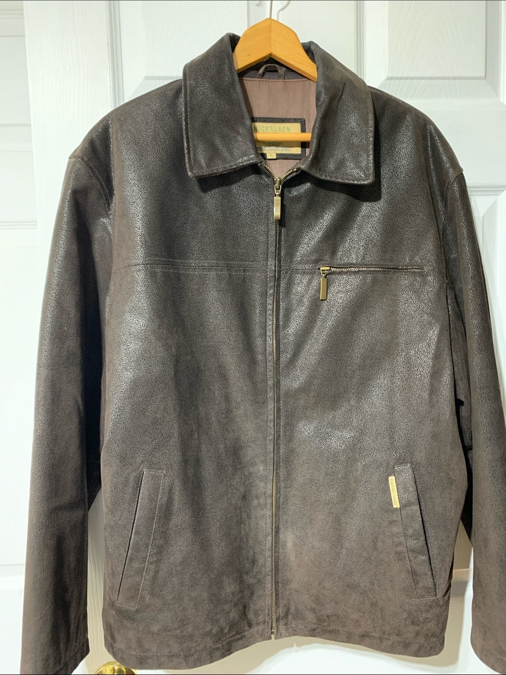Nicholson Dark Brown Leather Bomber Jacket
